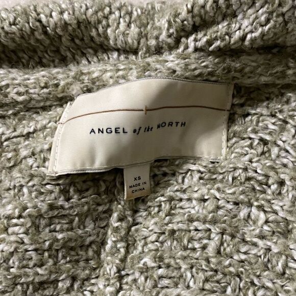 Angel of the North Womens Green/White Dolman Sleeve Open Cardigan Sweater - Picture 7 of 8